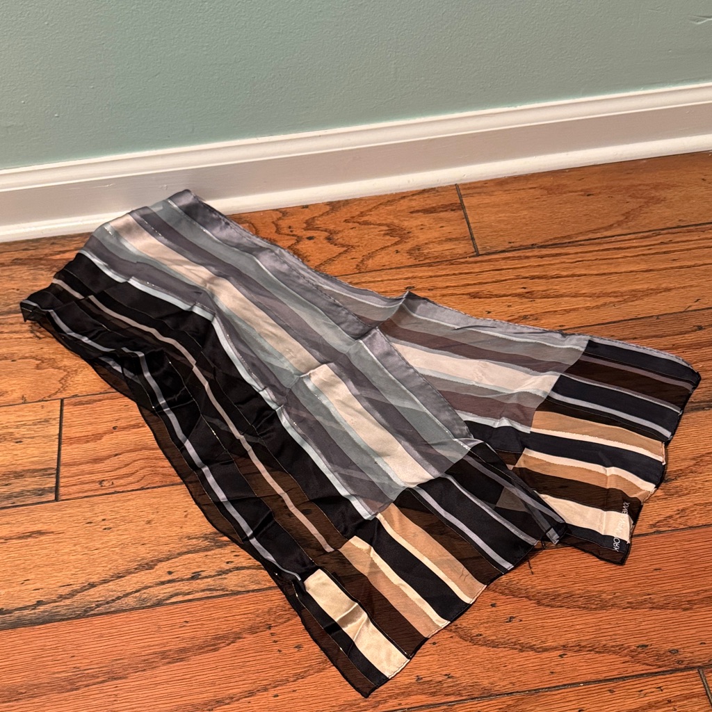 Vintage Striped 100 Silk Scarf